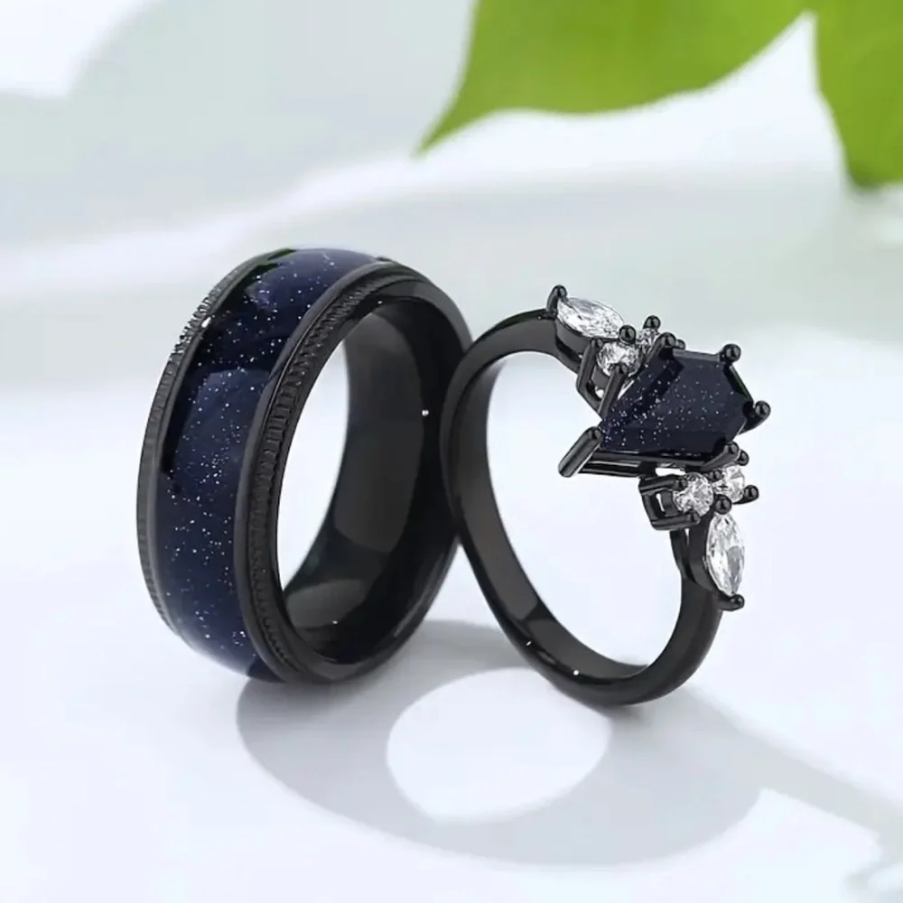 Starry Night Couples Ring (Men’s), Starry Night Ring, Men’s Black Ring Band